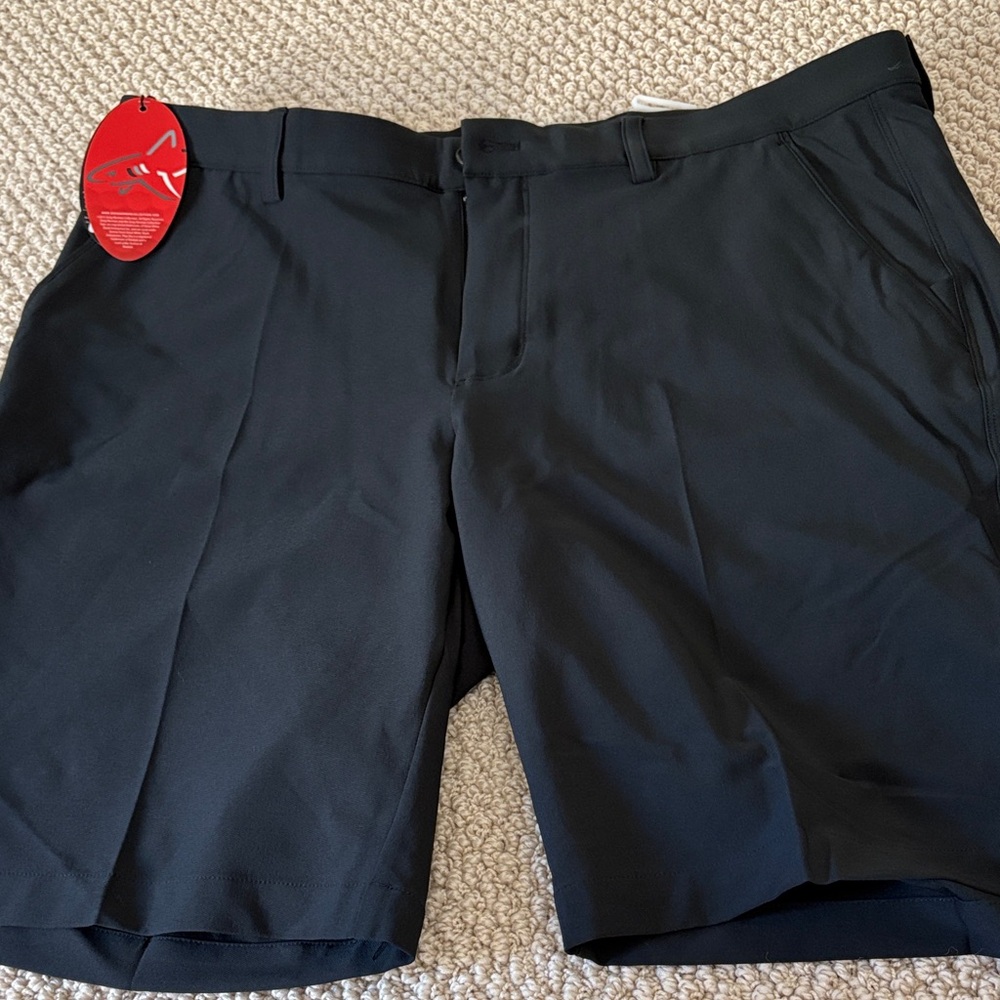 Men’s Greg Norman Black Flat Front Golf Shorts Size 36 NWT